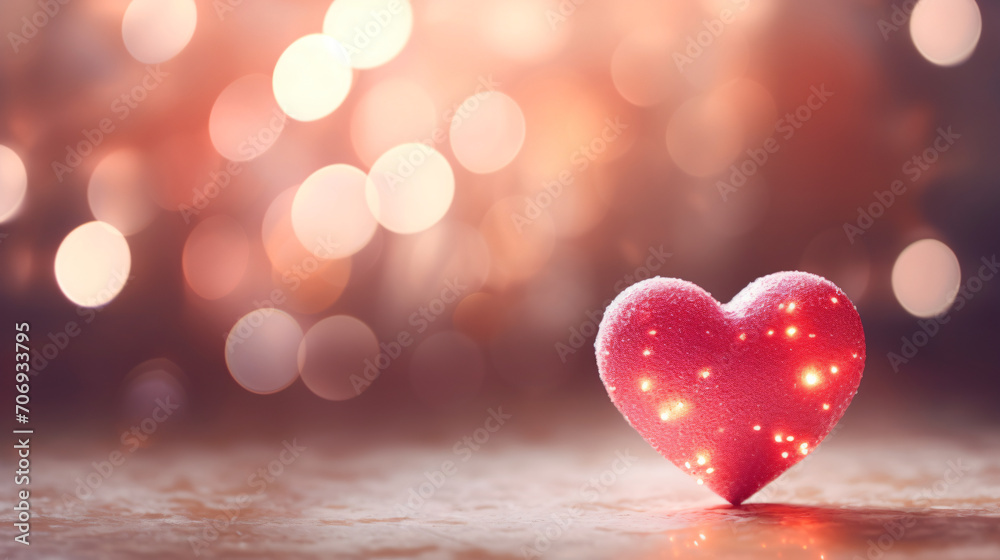 Heart on the bokeh background valentines day