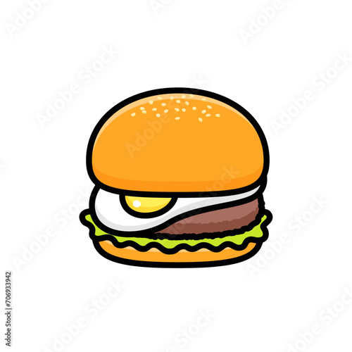 シンプルなたまごバーガーのイラスト.