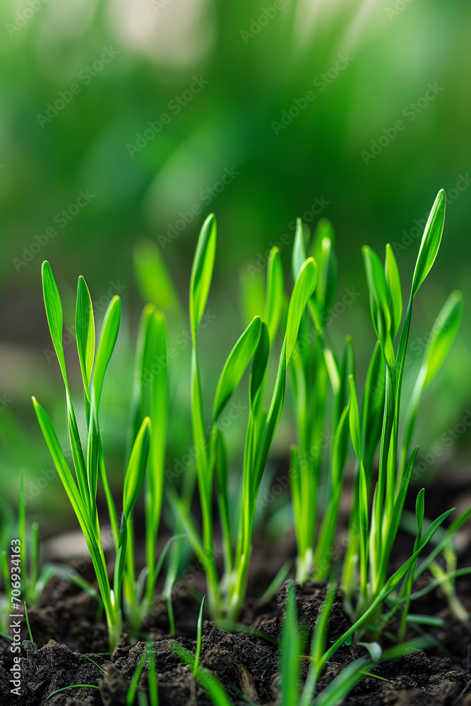 green grass sprouts in early spring. fresh early morning. nature, fitness. green and healthy life style, start of life. March, april, february. green grass sprouts in early spring. fresh early morning. nature, fitness. green and healthy life style, start of life. March, april, february.