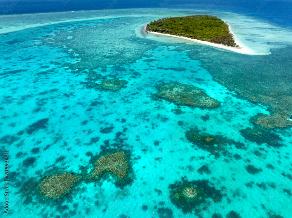 Aerial view of Lady Musgrave Island and it's fringing reef