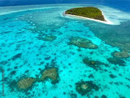 Aerial view of Lady Musgrave Island and it s fringing reef