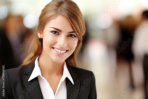 Businesswoman at Job Interview. Space for Text, Professional Candidate in Office Setting