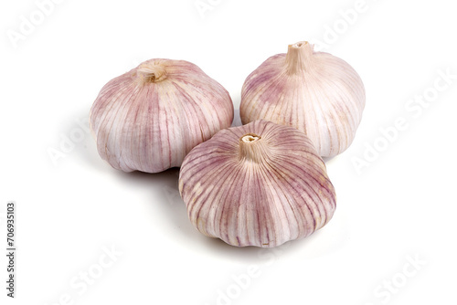 Garlic bulbs, isolated on white background.