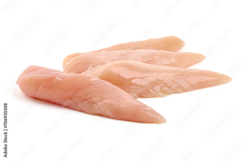 Chicken Breast Mini Fillets, isolated on white background. High resolution image. Chicken Breast Mini Fillets, isolated on white background. High resolution image.