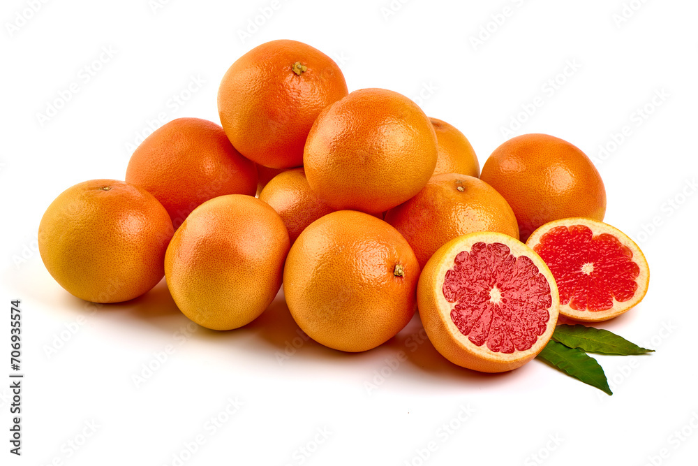 Pink ripe grapefruit, isolated on white background. Pink ripe grapefruit, isolated on white background.