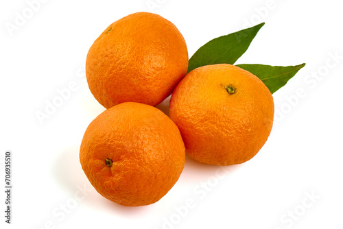 Ripe tangerine fruits, isolated on a white background.