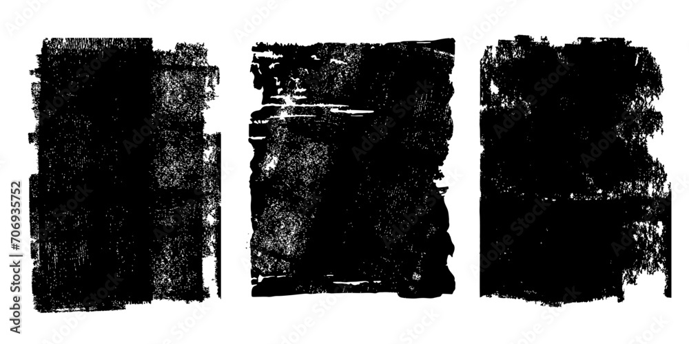 Three rolled ink textures,  eroded print, original scans. - obrazy, fototapety, plakaty 