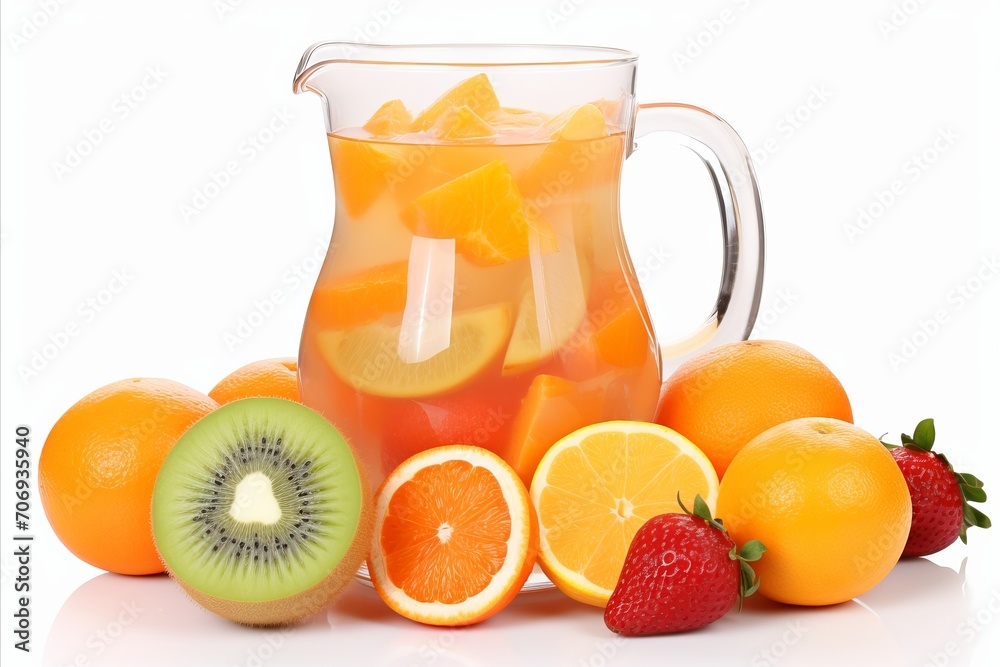Invigorating Fruit-infused Water in Jug with Fresh Fruits, Perfect for Hydration and Detoxification