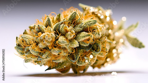 Cannabis bud - weed CBD marijuana - medical cannabis - golden bud of cannabis - premium cannabis - Generative AI