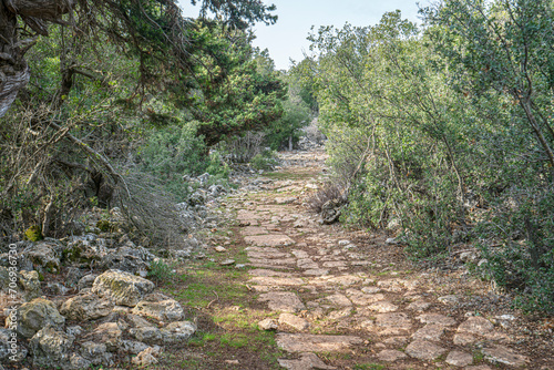 Scenic views of Roman road near Uzuncaburç, is an archaeological site in Mersin Province, Turkey, containing the remnants of the ancient city of Diokaisareia or Diocaesarea.