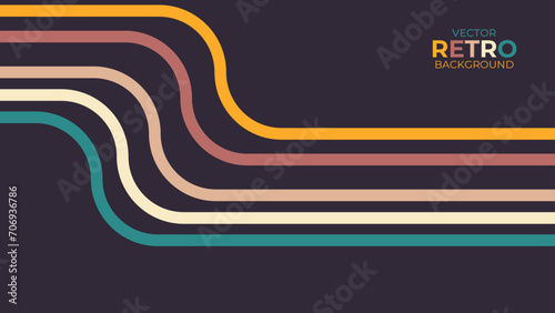 Abstract minimalist retro background with rounded stripe elements. Retro background lines 70s. banner, cover, poster, flyer, brochure, website, backdrop, wallpaper. Vector illustration.