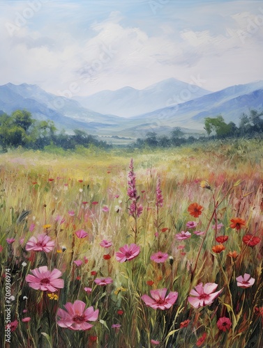 Impressionist Art: Meadow and Mountain Landscape Canvas Prints