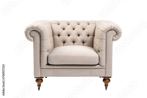 Linen Chesterfield Chair Isolated On Transparent Background