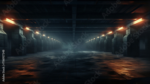 A dimly lit basement parking area © Jafger