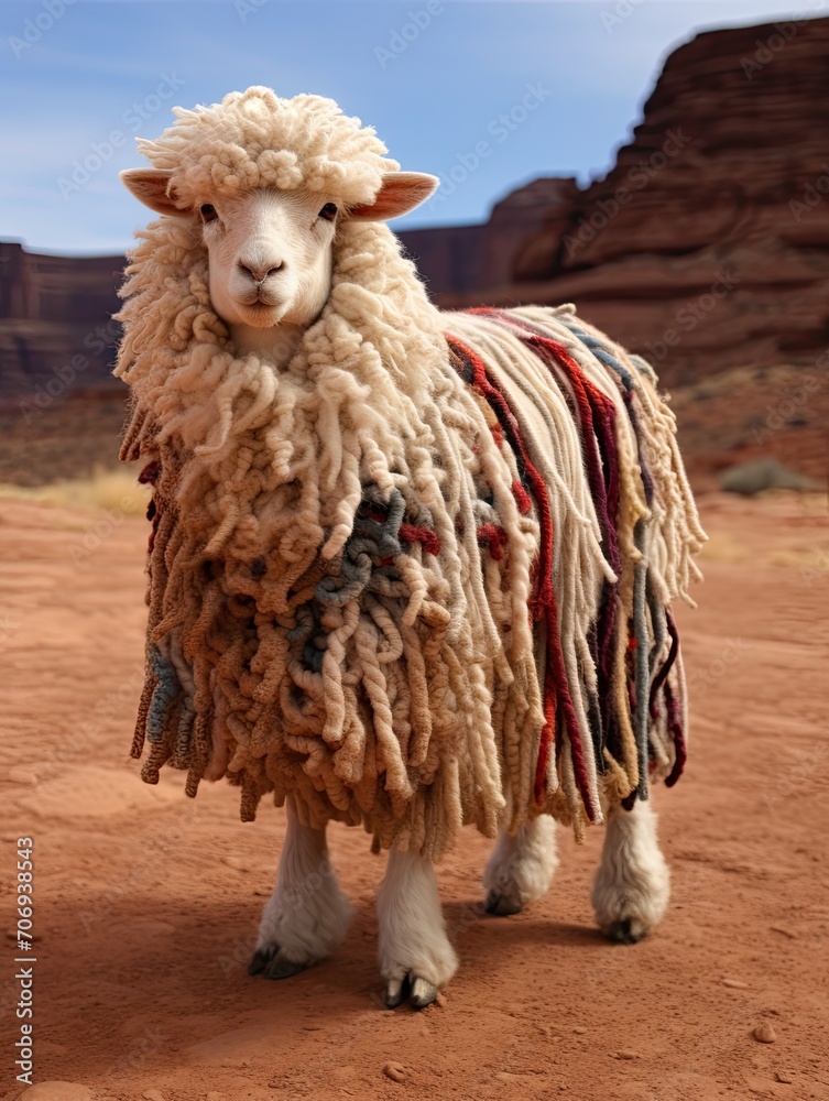 Rare Breed Navajo-Churro Sheep: A Scenic Encounter in a Rustic Farm Setting with Luxurious Wool
