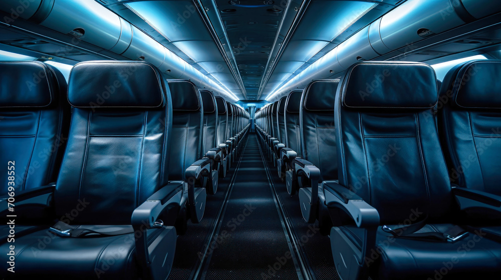 Fototapeta premium Skyward View, Clouds Overhead Inside an Airplane