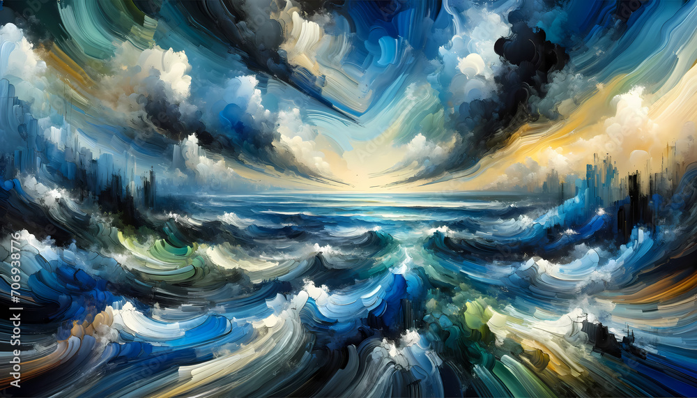 abstract fractal background painting of the sea