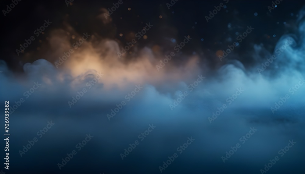 Blue colored smoke on a dark background.
