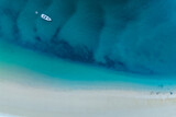 aerial view of the boat at the beach of Moreton island