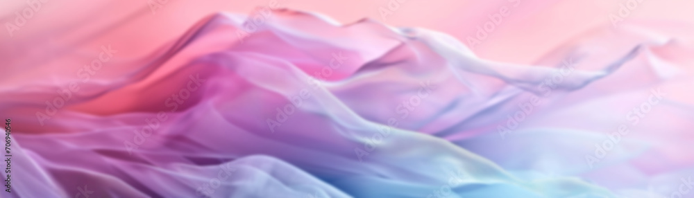 Obraz premium Abstract gradient background with waves in pastel colors. Winter, spring theme. Peaceful, versatile backdrop for any creative project or design. Pink, blue, soft hues. Panoramic banner.