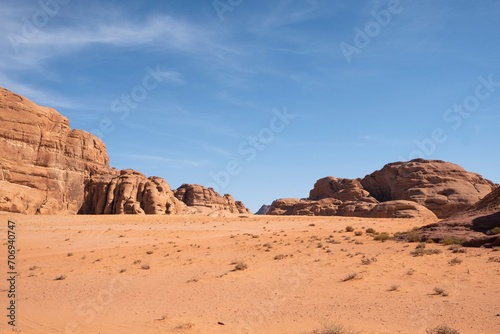 The red desert plain in Wadi Rum Jordan