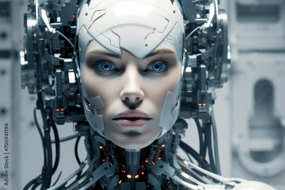 Cyborg woman, abstract science and technology backgrounds. Cyborg woman, abstract science and technology backgrounds.