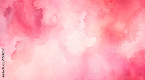 Pink red rectangular watercolor background. Valentine's day concept banner. For greeting card