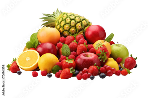 Fresh Pre Cut Fruits Isolated On Transparent Background