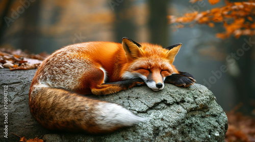 red fox on a tree