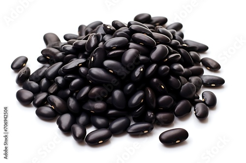 Close up of a black beans on white background. With clipping path.
