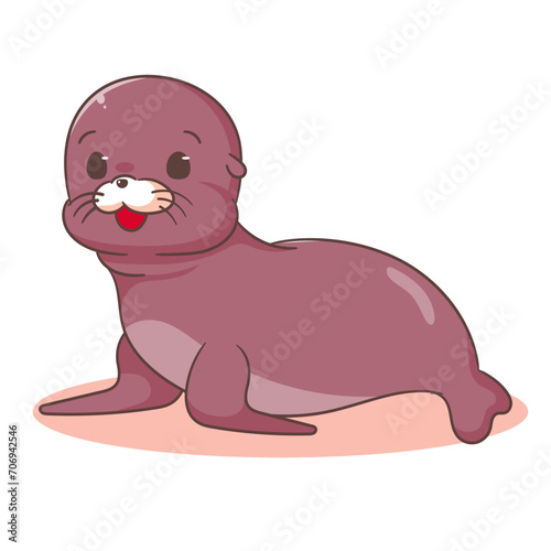 Cute Sea lion cartoon vector. Adorable animal character concept design. Mascot illustration isolated white background