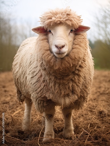 Rambouillet Sheep in Pastoral Bliss: A Captivating Capture of Woolly Farm Animals