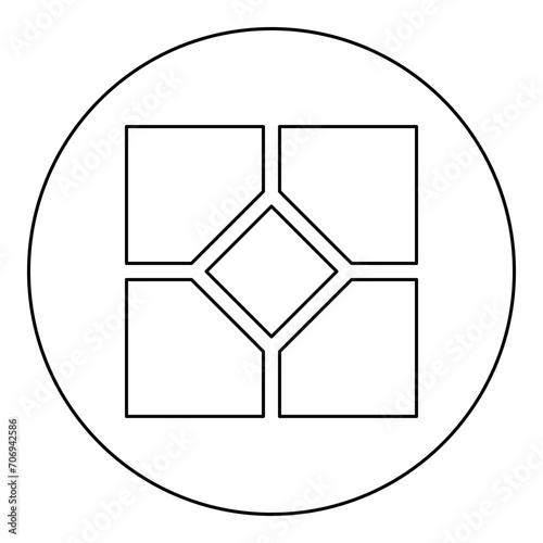 Ceramic tile paving slab icon in circle round black color vector illustration image outline contour line thin style
