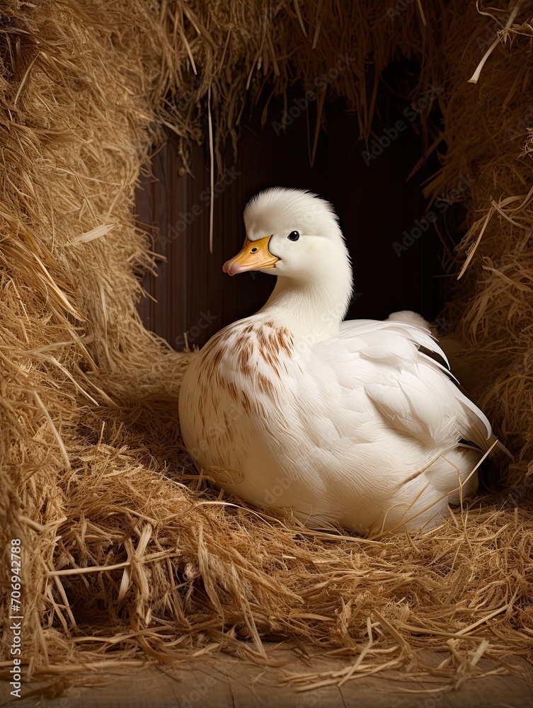 Large Rouen Duck with Magnificent Feathers on a Farm Large Rouen Duck with Magnificent Feathers on a Farm