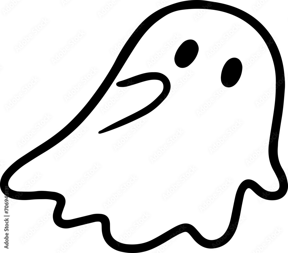 summer cute hooded ghost coloring simple lines illustration summer cute hooded ghost coloring simple lines illustration