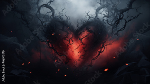 Interlaced black hearts of the witch in the fog #706943179
