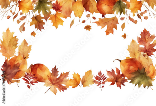 Watercolor set vector illustration of autumn theme frame isolate on white background