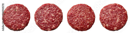 Raw fresh beef burger meat isolated on white background photo