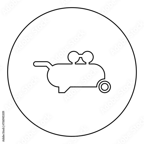 Air compressor pneumatic icon in circle round black color vector illustration image outline contour line thin style