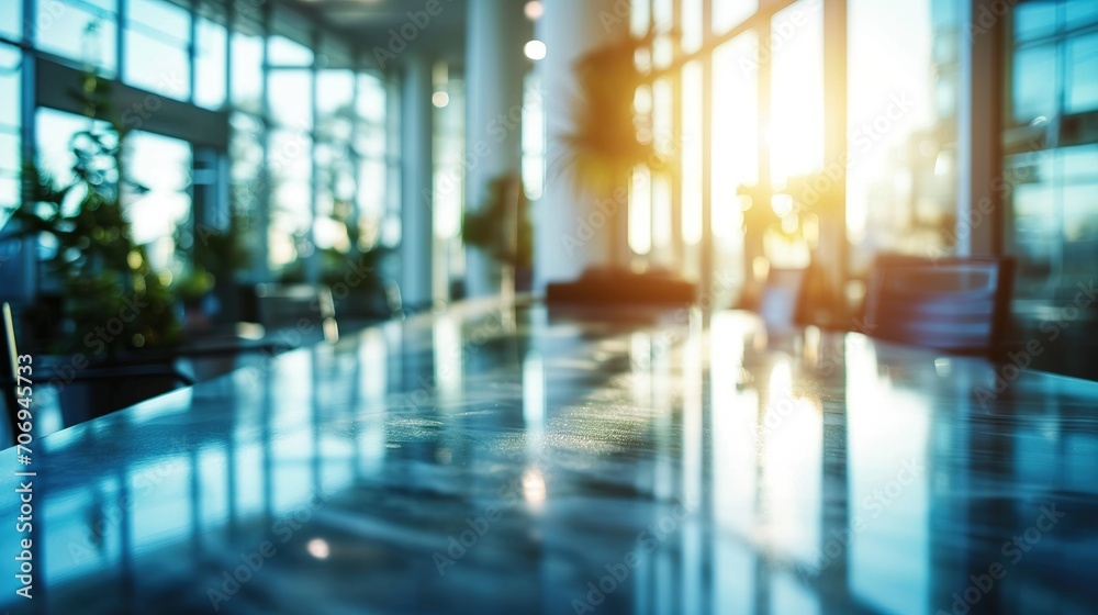 Blurred empty open space office. Abstract light bokeh at office interior background for design. Blurred empty open space office. Abstract light bokeh at office interior background for design.
