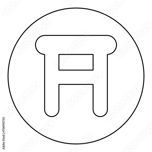 Stool tabouret with legs legged wooden icon in circle round black color vector illustration image outline contour line thin style