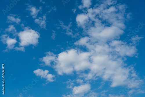 Summer blue sky cloud light blue background. Beauty bright cloud cover in the sun calm clear.