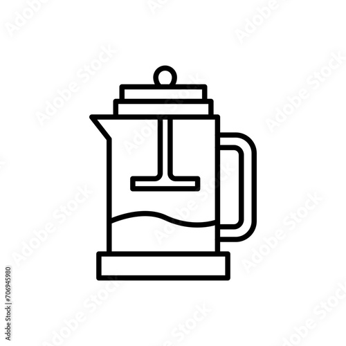 French press outline icons, minimalist vector illustration ,simple transparent graphic element .Isolated on white background