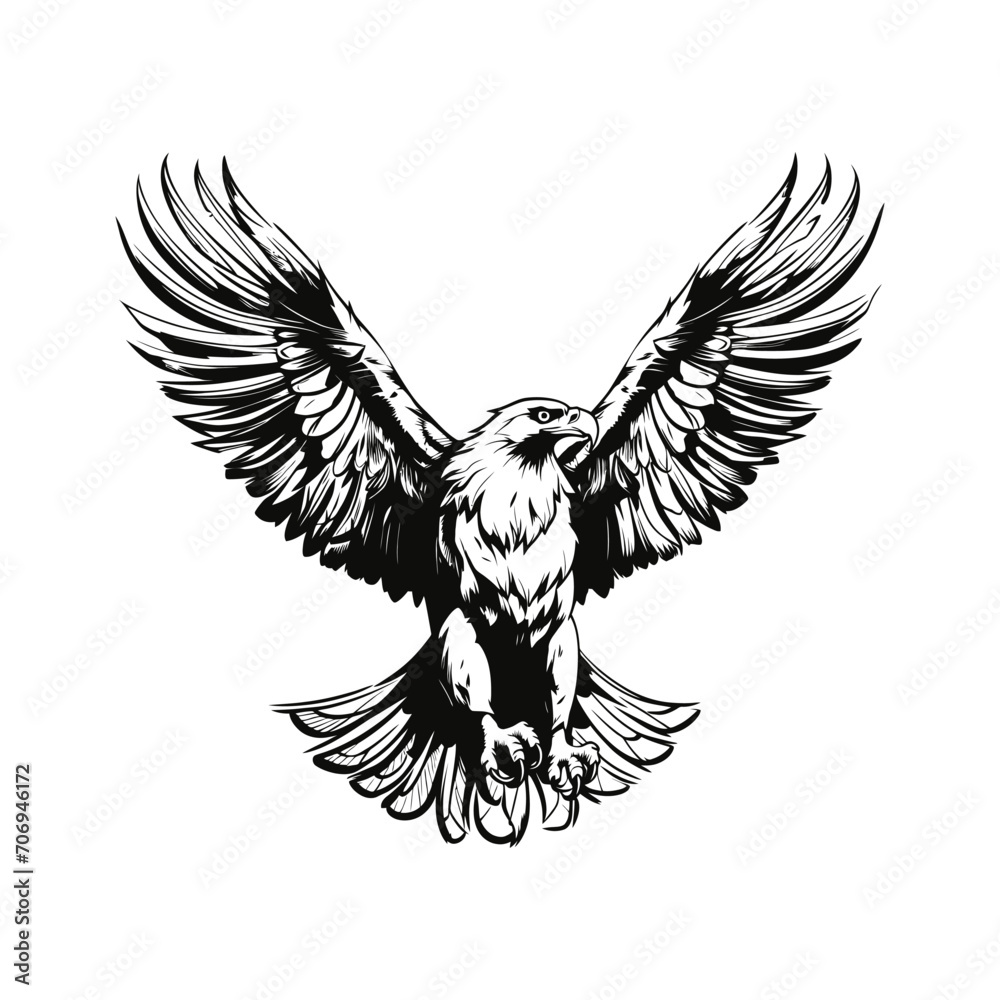 Obraz premium Flying eagle silhouette. Vector illustration