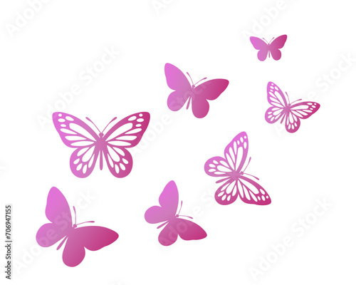 pink gradient butterfly flock  fliying photo