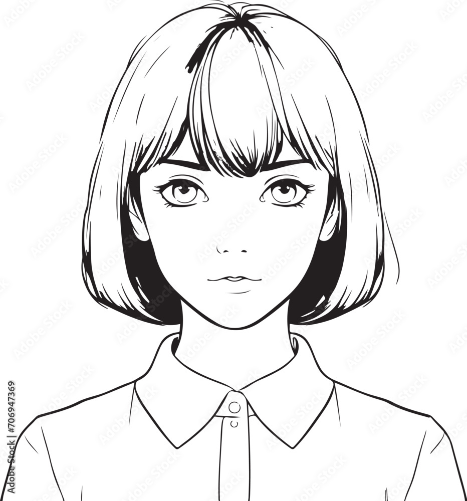 young anime manga coloring page illustration generative ai young anime manga coloring page illustration generative ai