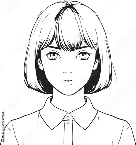 young anime manga coloring page illustration generative ai