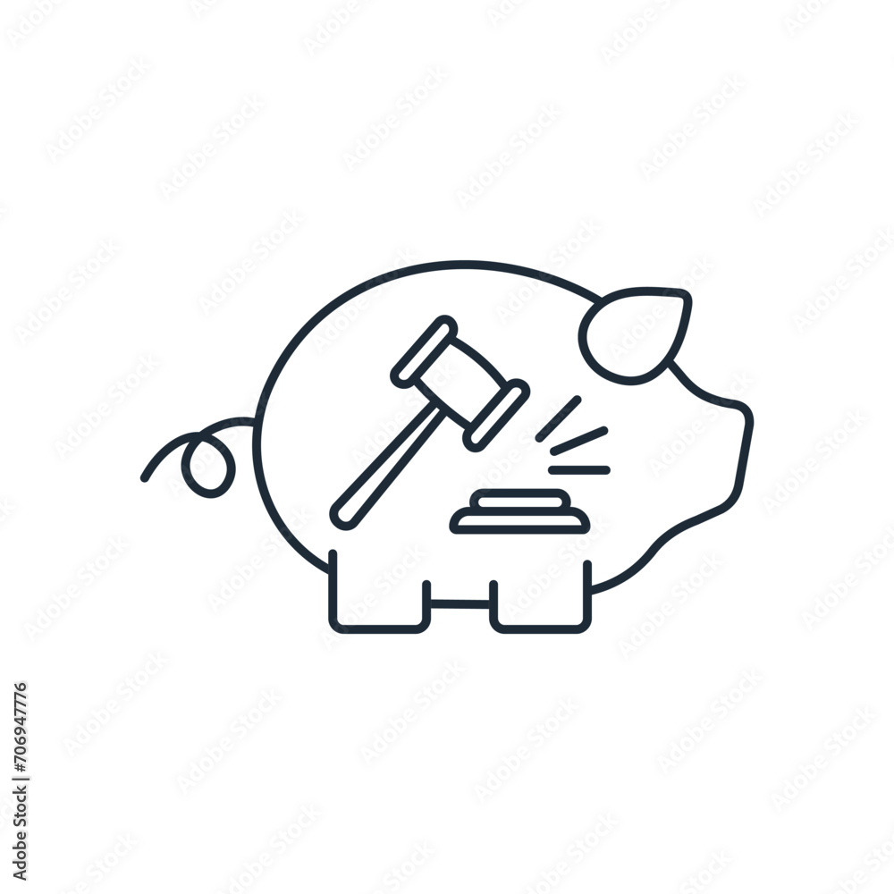 Financial justice. Vector linear icon isolated on white background. Financial justice. Vector linear icon isolated on white background.