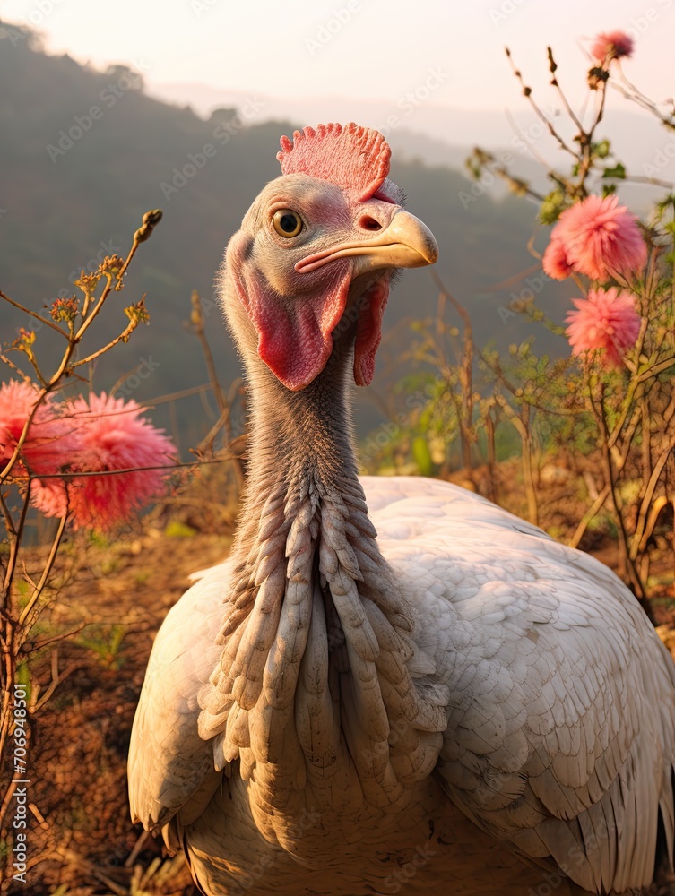 Turkeys Roaming in Country Farm Captivating Nature Photo of Majestic Farm Animals Stock