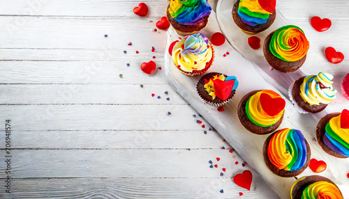 Colorful Confections: Savoring the Love in Rainbow Red Velvet Cupcake Splendor